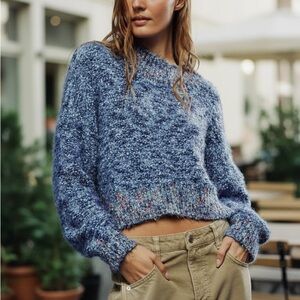 Free People star dust pullover Multicolor Fuzzy Sweater size small stardust